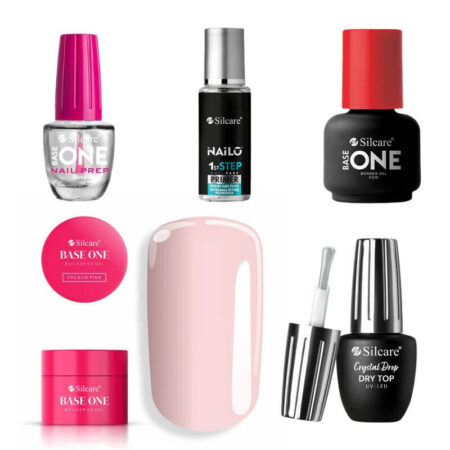 Kit de gel para unhas difíceis - Gel de construção French Pink 100g UV Silcare - sem TPO
