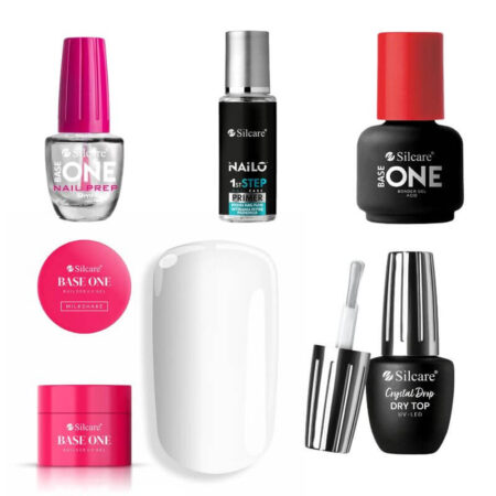 Kit de gel para unhas difíceis - Gel de construção Milkshake 100g UV Silcare - sem TPO