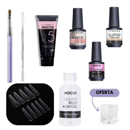 Kit Polyacrygel Completo - Moldes F1 Amêndoa russa