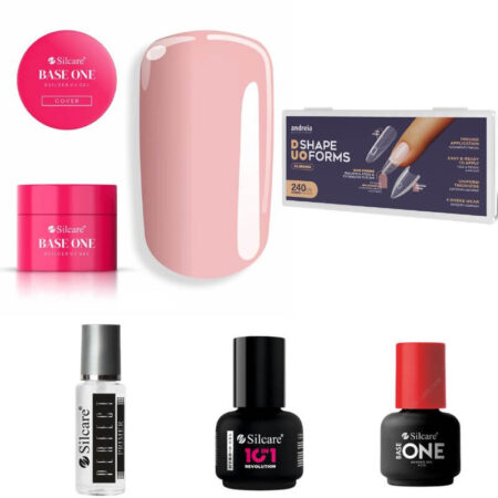 Kit de gel com Moldes Sandwich Almond Andreia- Gel de construção Cover 50g UV Silcare - sem TPO