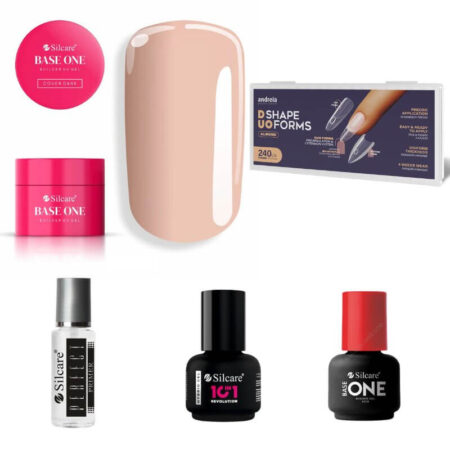 Kit de gel com Moldes Sandwich Almond Andreia- Gel de construção Cover Dark 50g UV Silcare - sem TPO