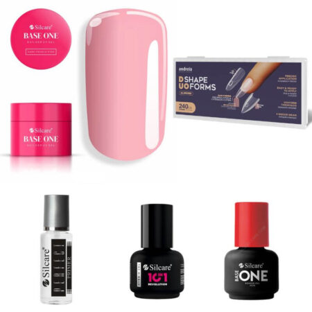 Kit de gel com Moldes Sandwich Almond Andreia- Gel de construção Dark French Pink 50g UV Silcare - sem TPO