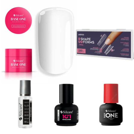 Kit de gel com Moldes Sandwich Coffin Andreia- Gel de construção Milkshake 50g UV Silcare - sem TPO