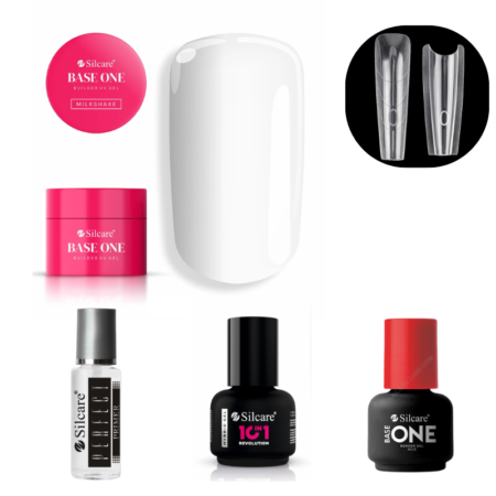 Kit de gel com Moldes Sandwich Coffin (ref.0008)- Gel de construção Milkshake 50g UV Silcare - sem TPO