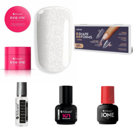 Kit de gel com Moldes Sandwich Almond Andreia- Gel de construção Shimmer Milkshake 50g UV Silcare - sem TPO