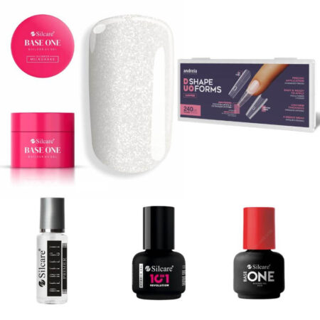Kit de gel com Moldes Sandwich Coffin Andreia- Gel de construção Shimmer Milkshake 50g UV Silcare - sem TPO
