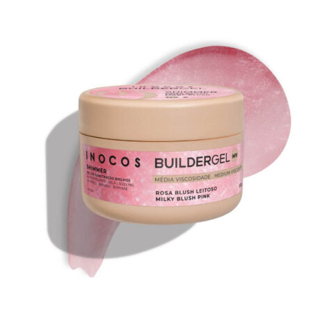 Gel de Construção Shimmer Rosa Blush Leitoso Média Viscosidade 50g - Inocos