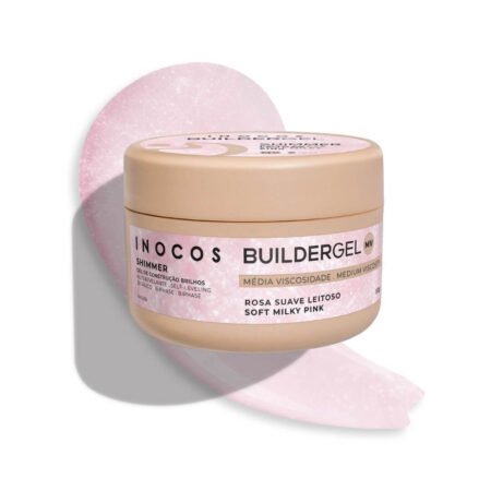 Gel de Construção Shimmer Rosa Suave Leitoso Média Viscosidade 50g - Inocos