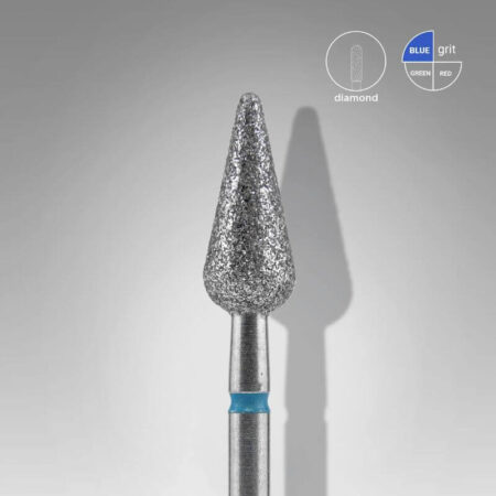 Broca diamantada para pele "pera" afiada azul EXPERT diâmetro 5 mm, parte útil 12 mm (FA100B050/12) - Staleks